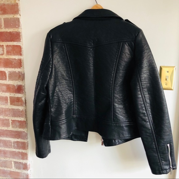French Connection Moto Jacket Sz L Vegan Leather - Picture 6 of 7